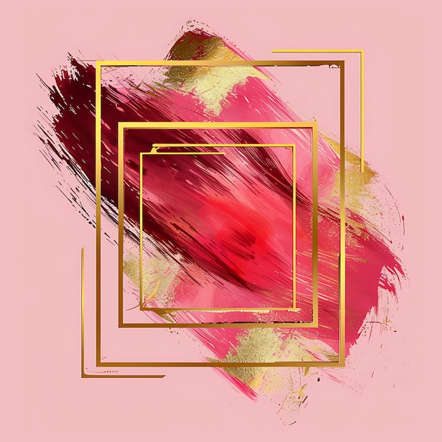 Photo a pink and yellow abstract painting of a red and gold square