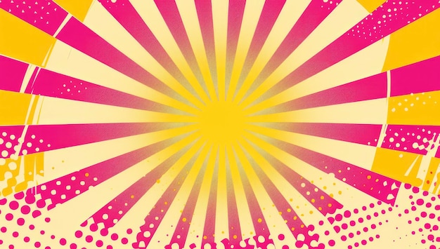 розовый и желтый фон с полутоновыми лучами комиксы плоские цветные иллюстрации