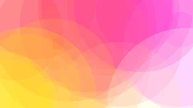 Pink and yellow background with a swirl of circles.