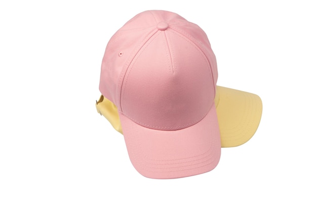 Pink and yellow cap isolated on white background