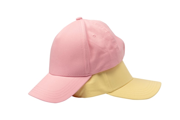 Pink and yellow cap isolated on white background