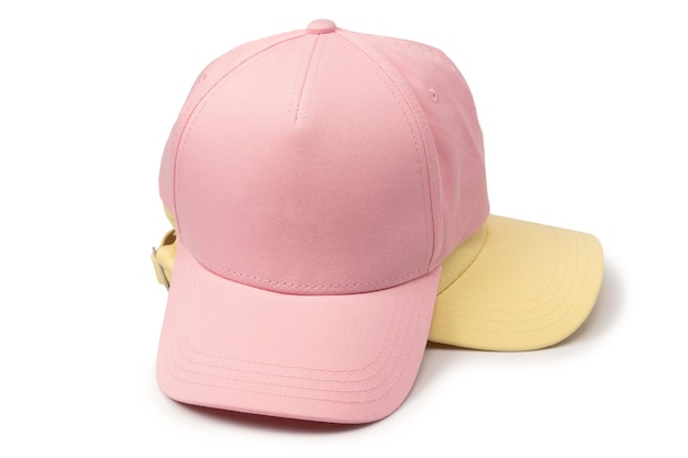 pink and yellow cap isolated on white background