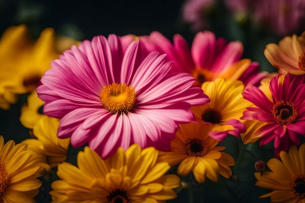 Foto un fiore rosa e giallo è nell'angolo di un quadro