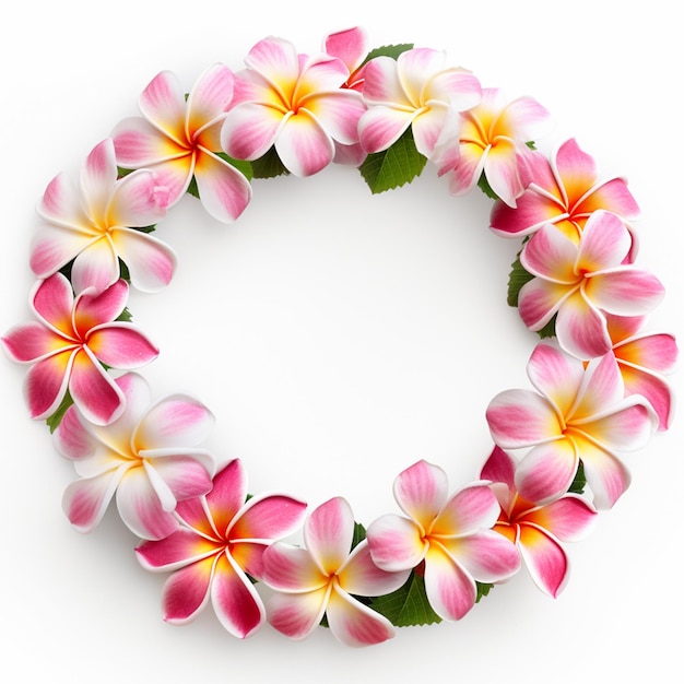 Pink and yellow flowers arranged in a circle with beautiful wreath