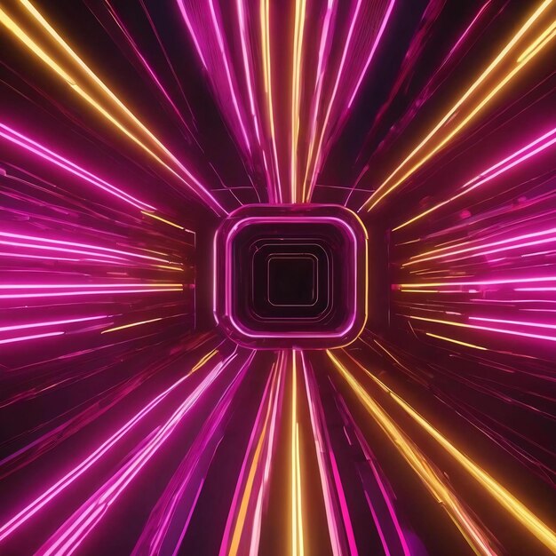 Pink yellow glowing neon lines abstract tech futuristic motion