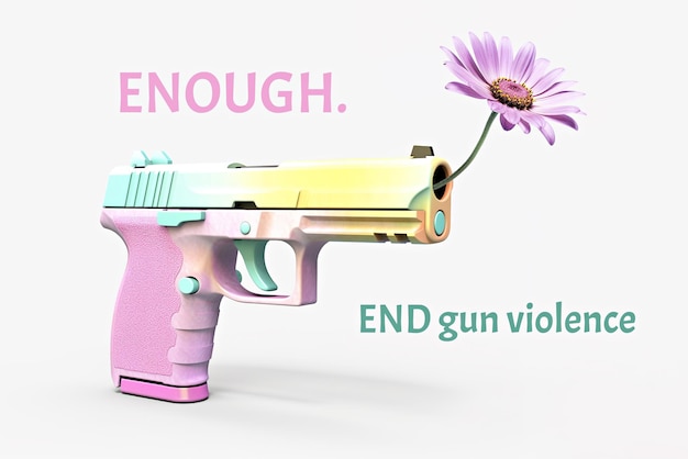 A pink and yellow gun on a white surface generative ai image stop gun violence