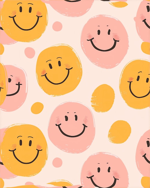 a pink and yellow smiley face with a smile on it