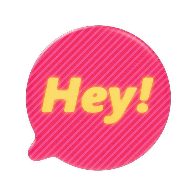 A pink and yellow sticker that says hey on it