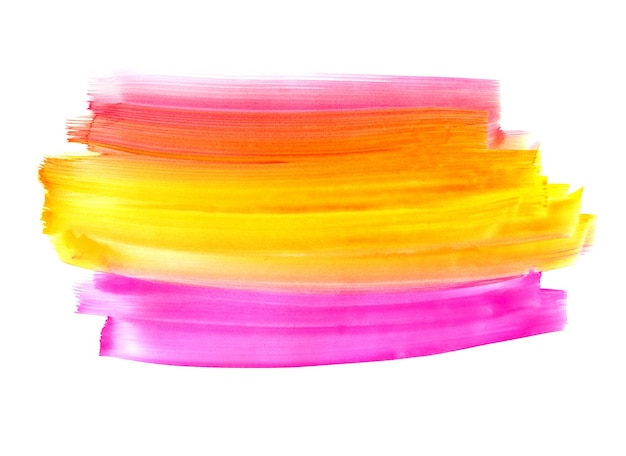 Photo pink yellow and violet watercolor paint strokes isolated
