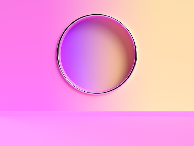 Photo pink yellow wall gradient abstract 3d rendering scene