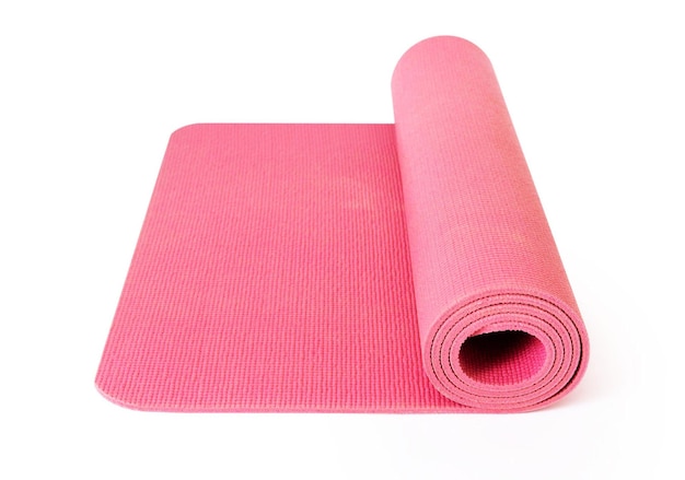 Photo pink yoga mat with clipping path