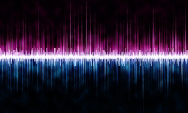 Photo pinkblue sound wave on dark background