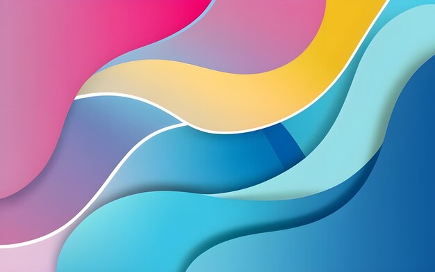 Photo pinkbluewhiteyellow gradient color liquid wave abstract background vector and illustration