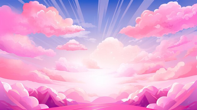 pinkhued sunset sky and a peaceful cancer background cartoon illustration ai generative