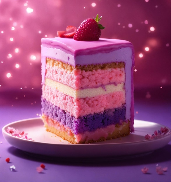 Photo pinkslice of cake