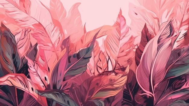 Photo pinktoned leafy plant illustrationxa