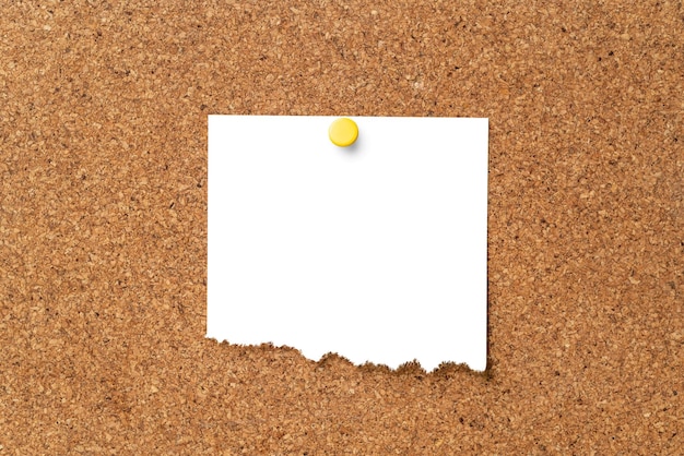 pinned note mockup png ripped memo on brown corkboard