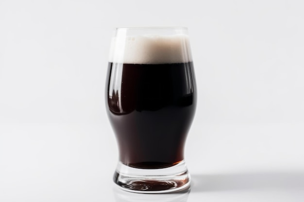 写真 白い背景に分離された強い暗いポーター スタウト ビールのパイント グラス