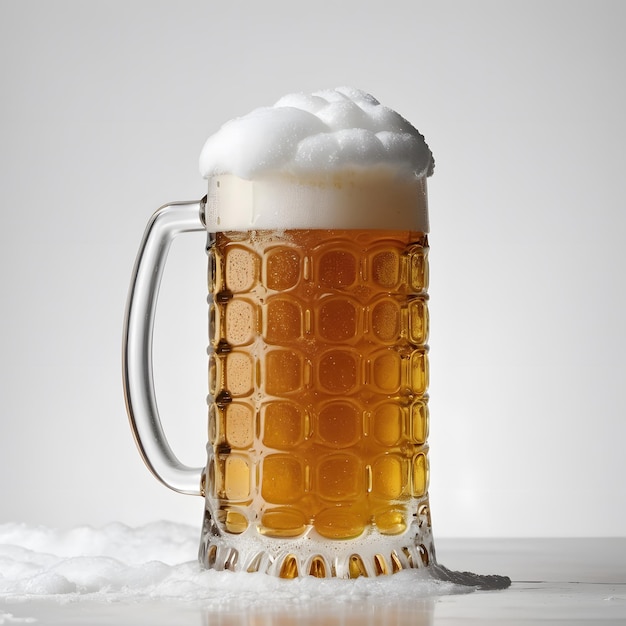 Foto pinta de cerveza fria sobre fondo blanco (vrij bier op een blanke bodem)