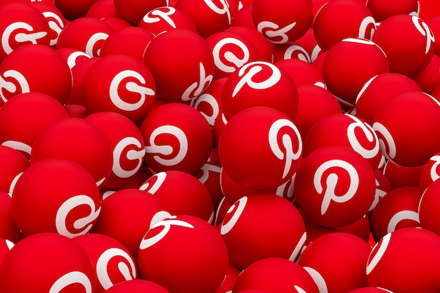 Pinterest logo emoji 3d render op transparante achtergrond, sociale media ballon symbool met pinterest