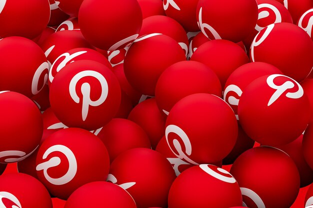 Pinterest logo emoji 3d render on transparent background,social media balloon symbol with pinterest