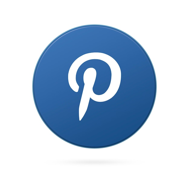Фото Логотип pinterest на круглом значке кнопки с пустым фоном 3d