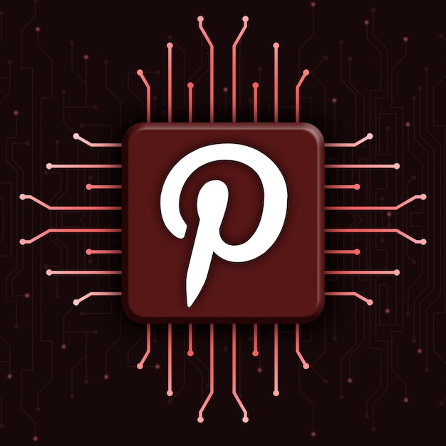 Pinterest-logo op realistische cpu-technologieachtergrond 3d