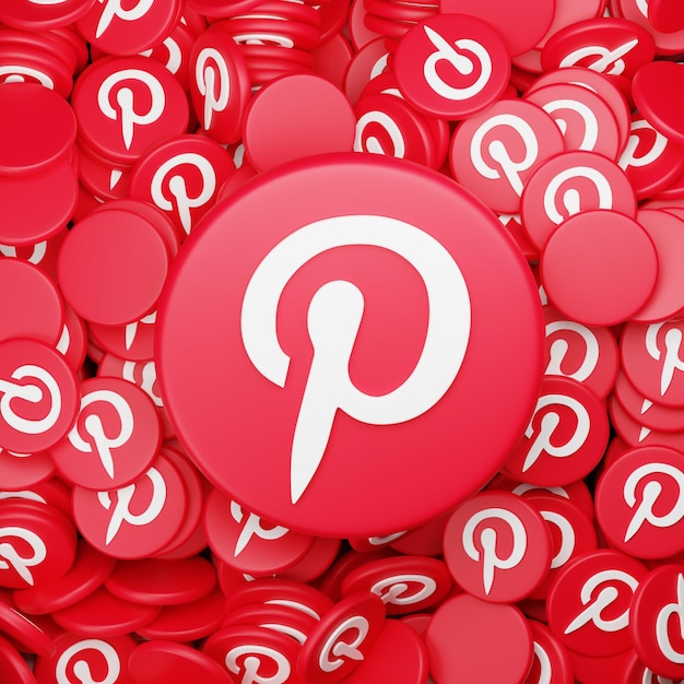 pinterest logo with scattered pile of icons background