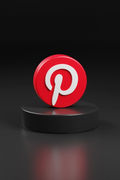 Pinterest logotype on black podium 3d illustration