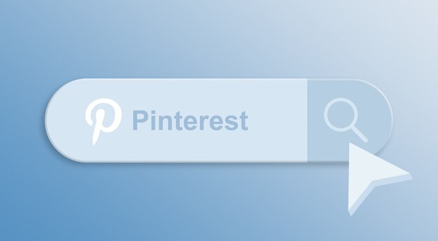 Фото pinterest на панели поиска с курсором мыши 3d