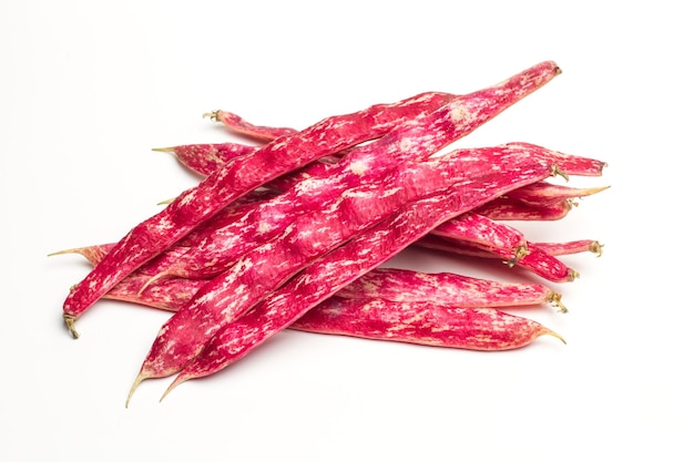 Pinto beans on a white background with copy space