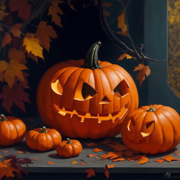 pintura al oleo de halloween