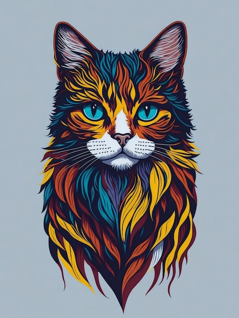 pintura colorida de um gato