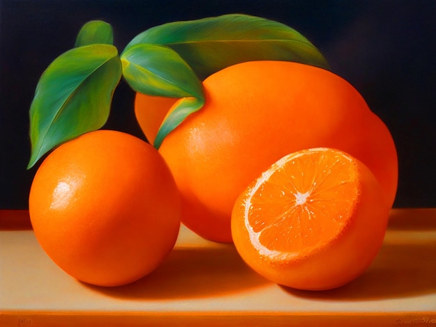 Pintura con mandarina 3d 4k image downloade