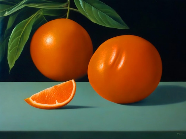 Pintura con mandarina 3d 4k image downloade