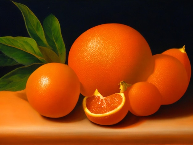 Pintura con mandarina 3d 4k image downloade