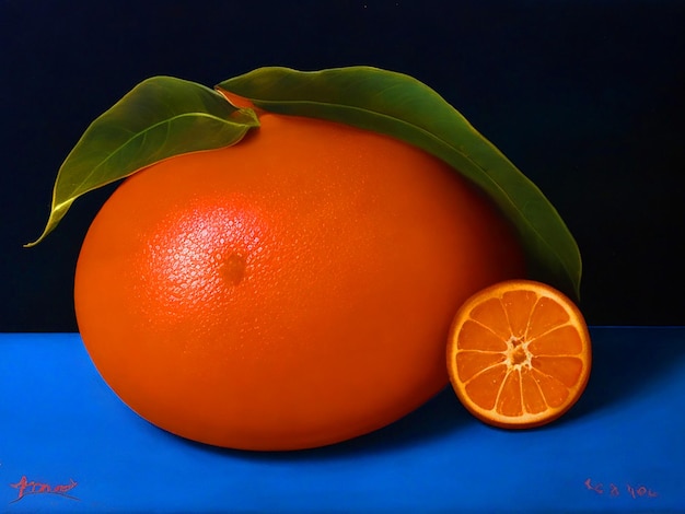 Pintura con mandarina 3d 4k image downloade