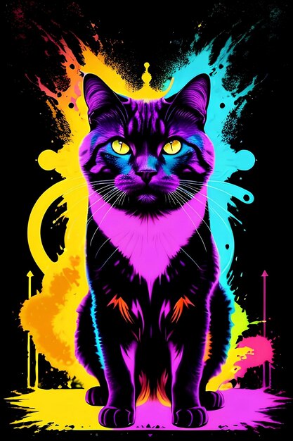 Photo pintura de gato preto