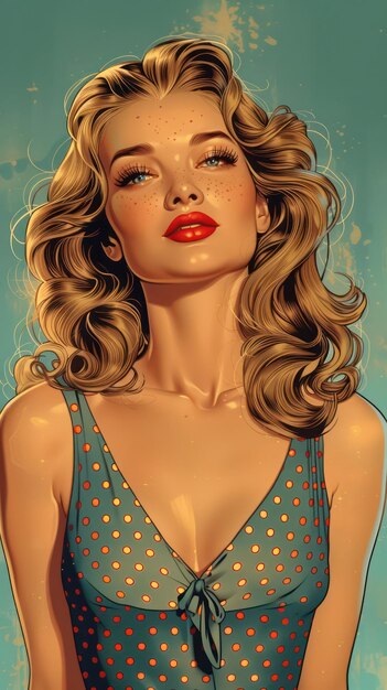 pinup art of a retro beautiful woman