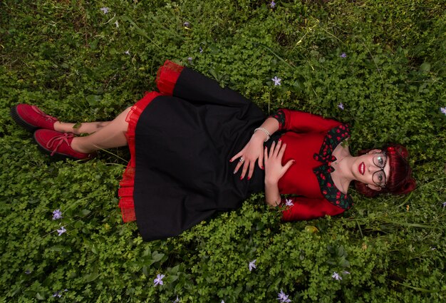 Pinup girl in nature