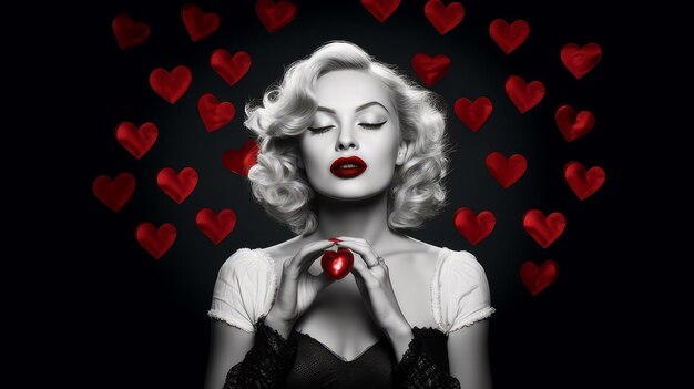 Pinup style blonde and heart