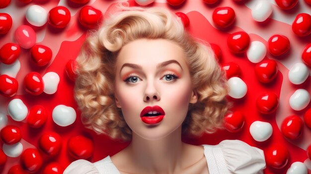 Pinup style blonde and heart