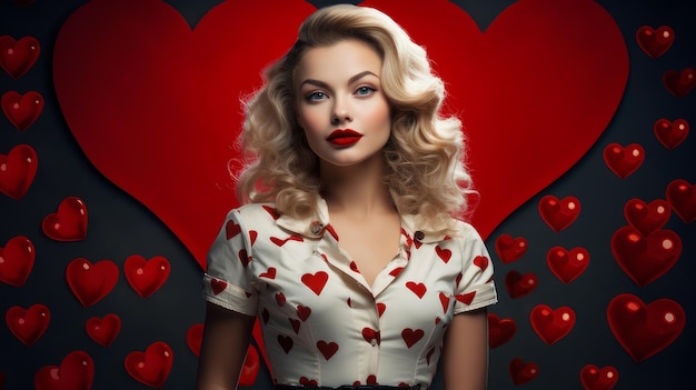 Pinup style blonde and heart