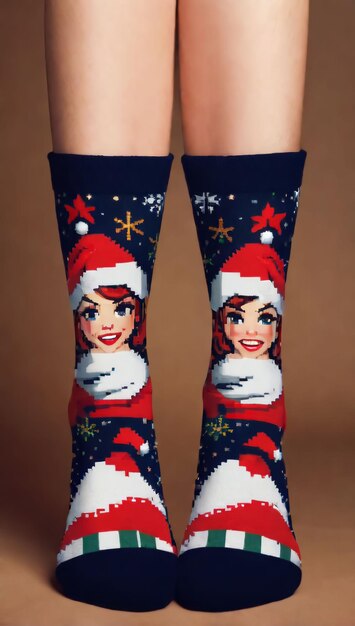 PinUp Xmas Sock Pixel Art Design Socks Creative Clothes