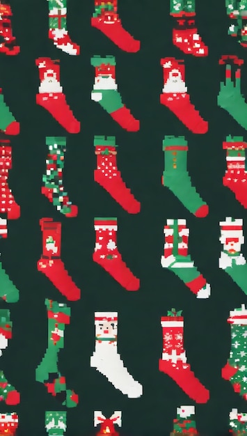 PinUp Xmas Sock Pixel Art Дизайн носки Творческая одежда