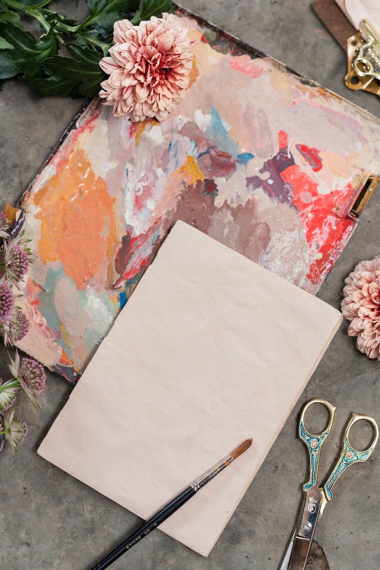 Photo pip salmon flower on a colorful canvas