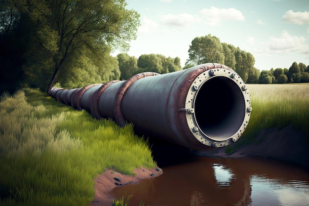 Pipe for discharge of sewage going into river