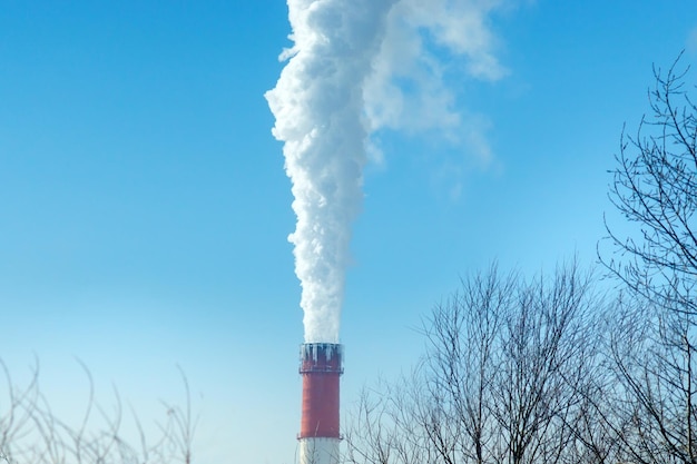 Pipe factory smoke emissions into the atmosphere