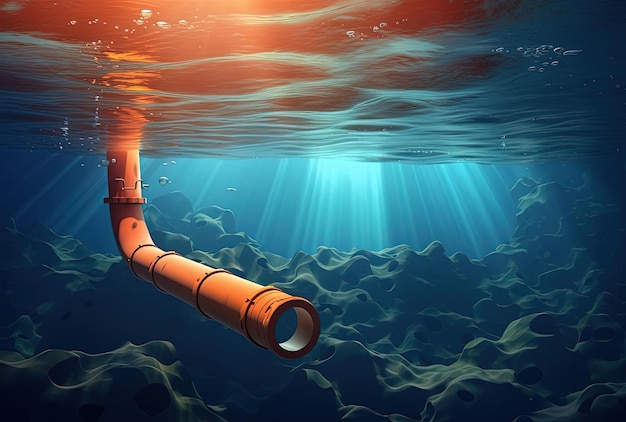 a pipe under the ocean underwater in the style of energyfilled illustrations