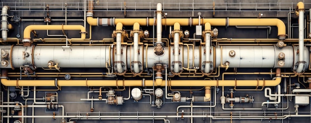 Pipeline equipment Mechanical pressure sensors on pipes Industrial technologies top view of the pipeline Sensors and valves Water supply and gas supply system